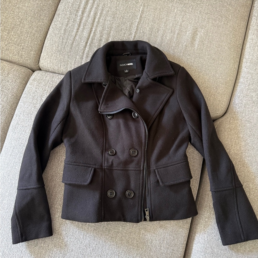 Black Double-Breasted Women's Jacket